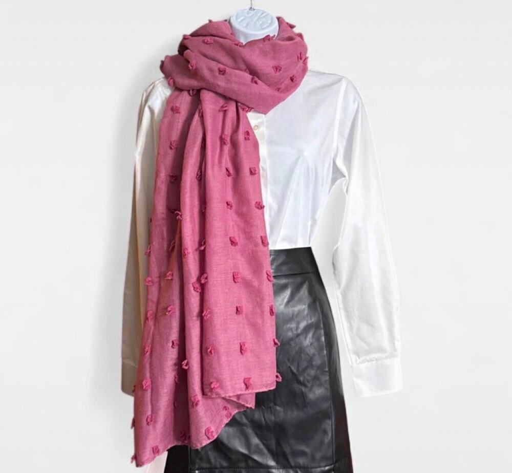 Steve Madden Rose Pink Textured Dot Oversized Wrap Scarf Coquette Boho NWT